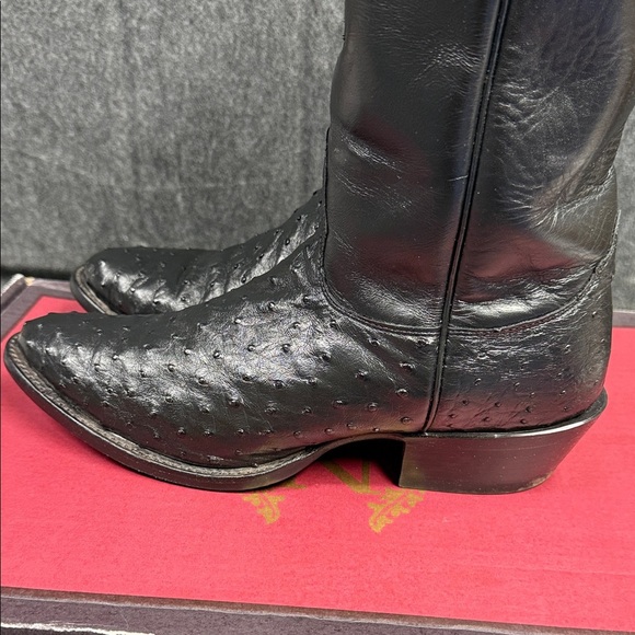 Nocona Black Ostrich Leather Boots 9D Texas Tech College Boots - Picture 15 of 16